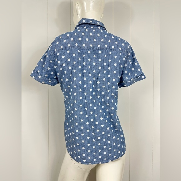 Tommy Hilfiger Sz M Blue & White Polka Dots Casual Button Up Shirt Short Sleeve - Picture 5 of 10